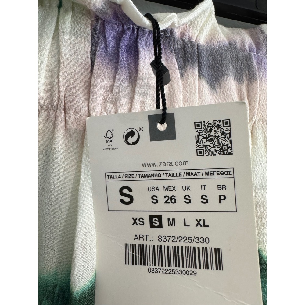 Zara Tie Dye Paperbag Waist Shorts Womens Small Boho Festival Summer Relaxed - Picture 3 of 5